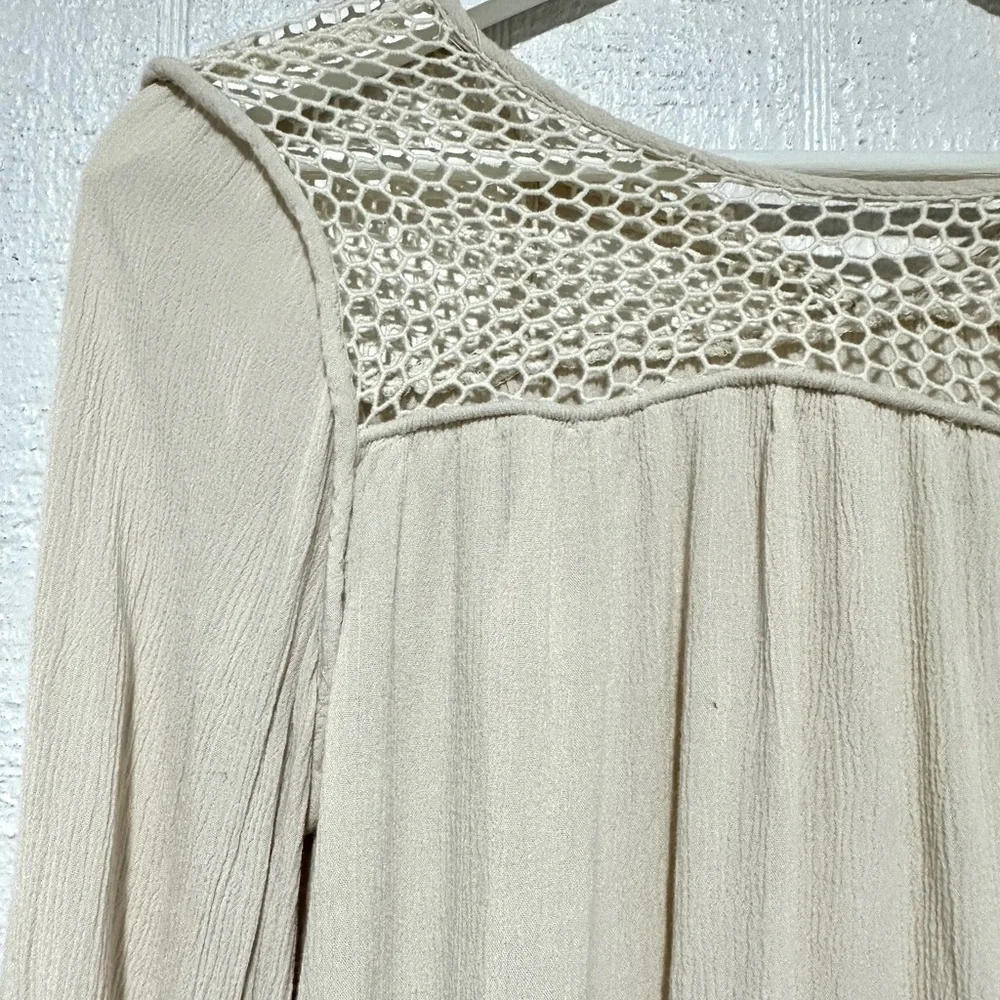 Zara basic crochet tassel blouse cream size XS